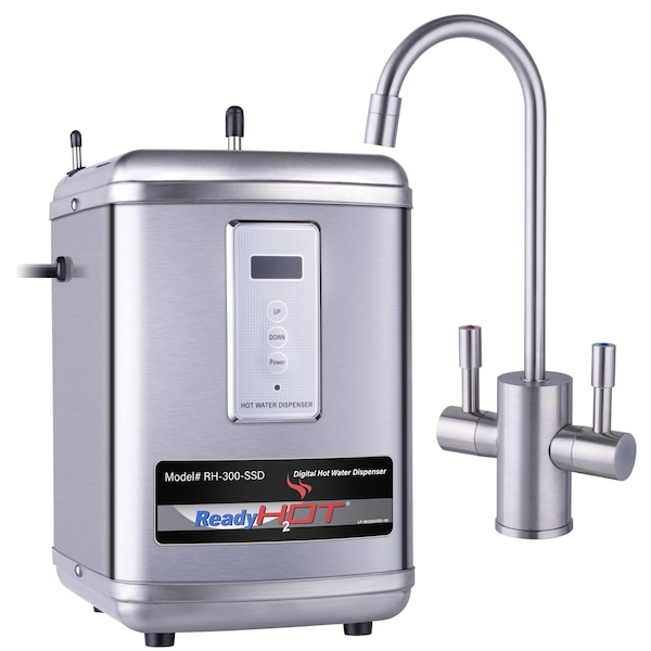 Ready Hot Instant Hot Water Dispenser with Brushed Nickel Dual Lever Faucet and Digital Display 41-RH-300-F560-BN - main